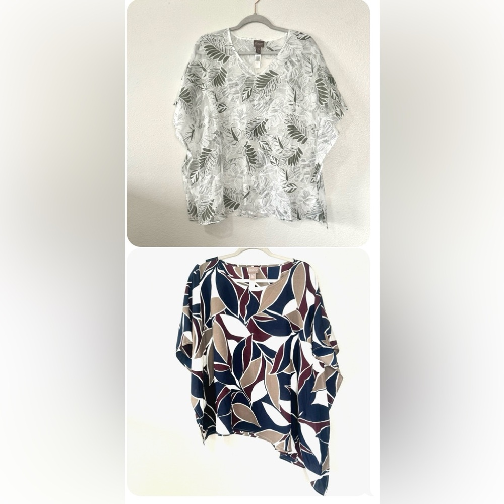 Chicos Kimono Tunic Top Poncho Blouse LOT OF 2 S M
